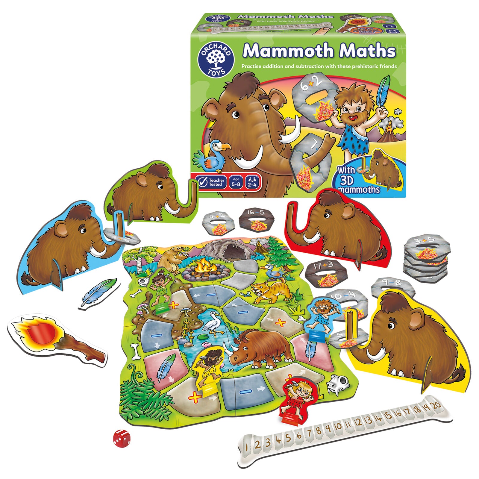 Orchard Toys 098 Mammoth Maths Board Game Numbers Sums Game Children Age 5+