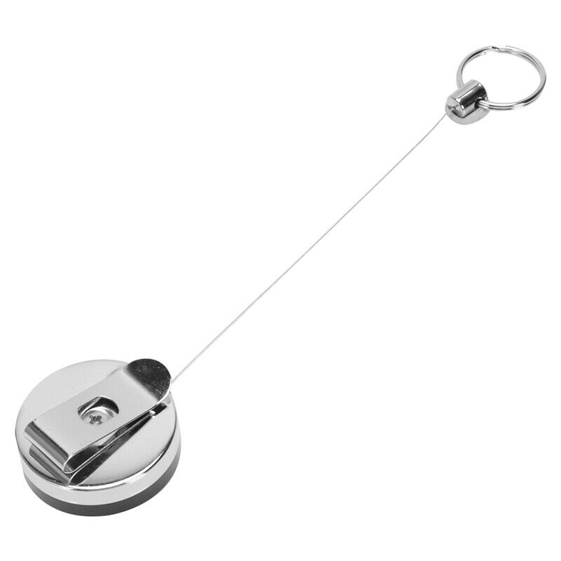 Retractable metal key  card badge holder steel recoil  belt clip pull KeychainK9
