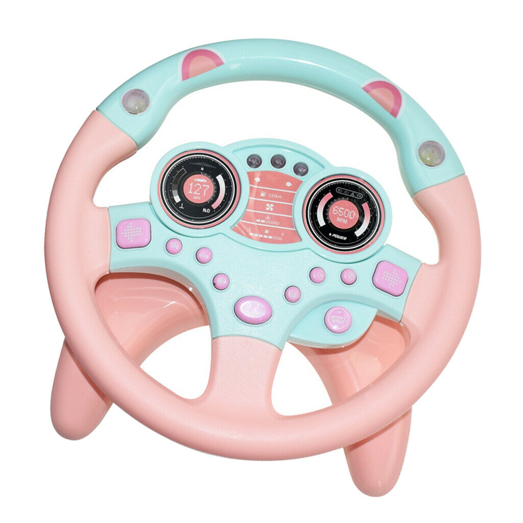Kid Room Decoration Toys Simulates Co- Steering Wheel for Birthday Gift - Pink