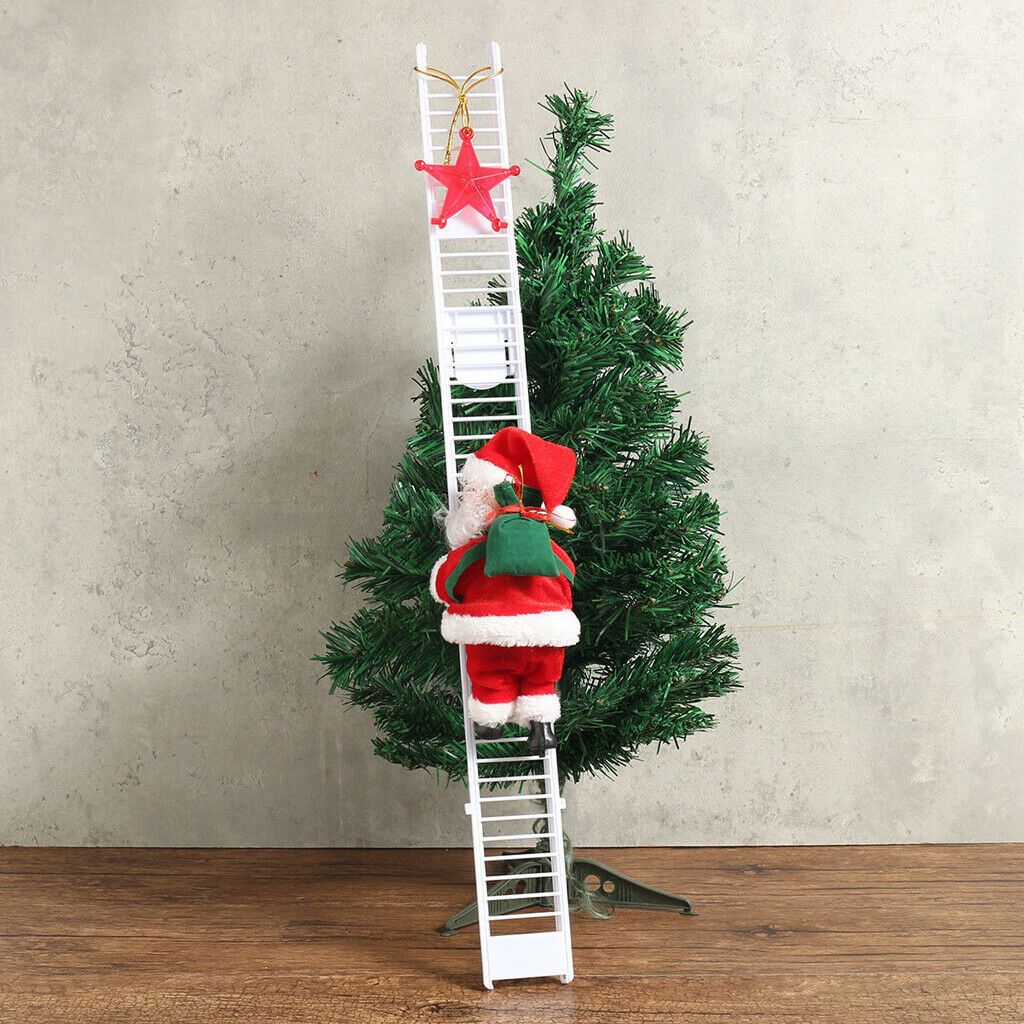 Santa Claus Climbing Ladder Christmas Tree Indoor Outdoor Ornament Decor