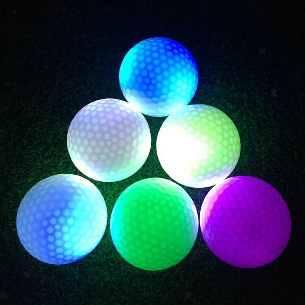 6 Pcs Glow In Dark LED Light Up Golf Ball Official Size Tournament Ball