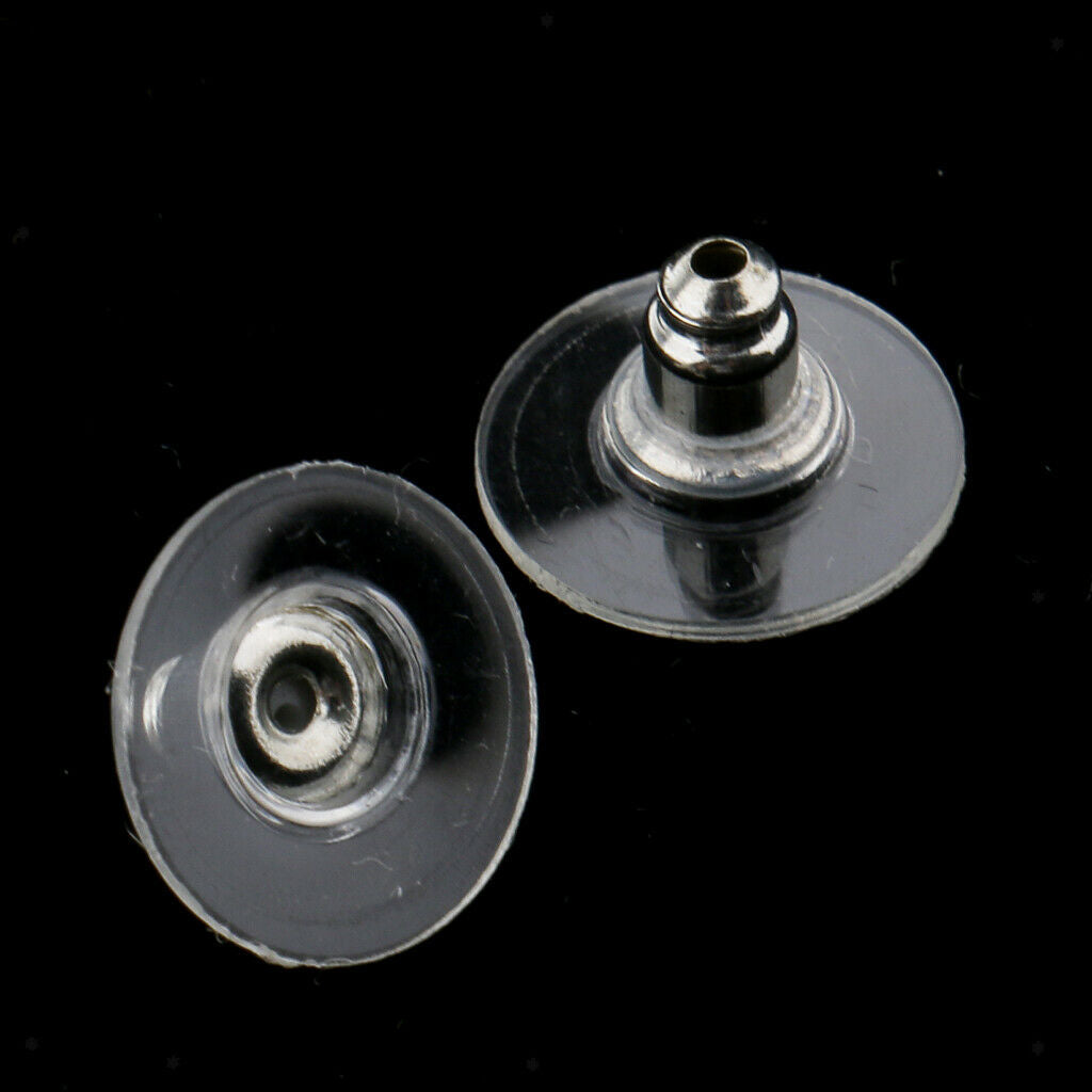 100Pcs Clear Earring Backs Stoppers Ear Post Nuts Jewelry Making Findings