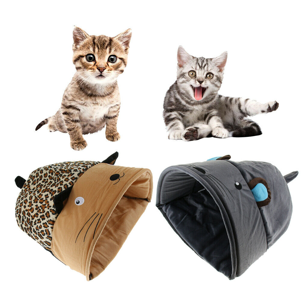 Cartoon Animal Shape Pet Cat Kitten Warm Soft House Nest Bed Gray