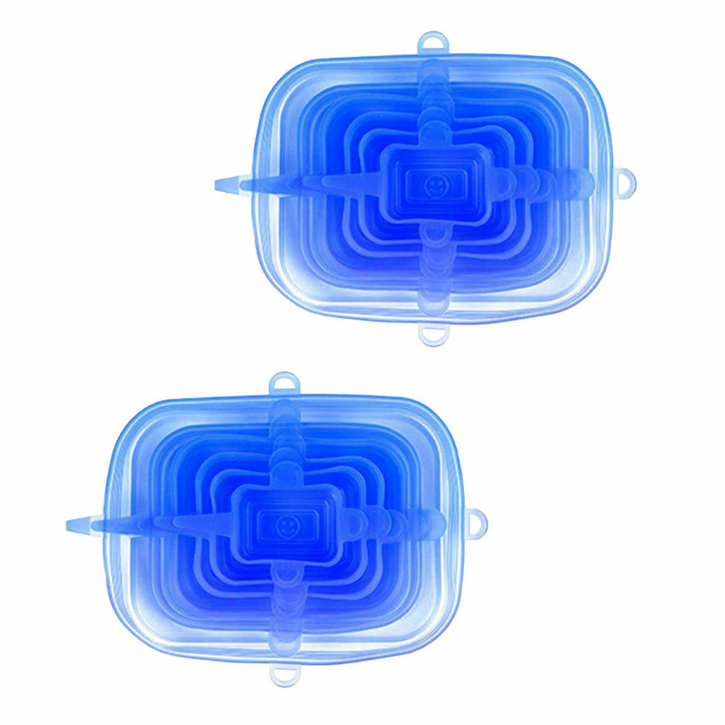2set Silicone Stretch Lids Bowl Wrap Lids Silicon Gel w/ for Bowls Cups