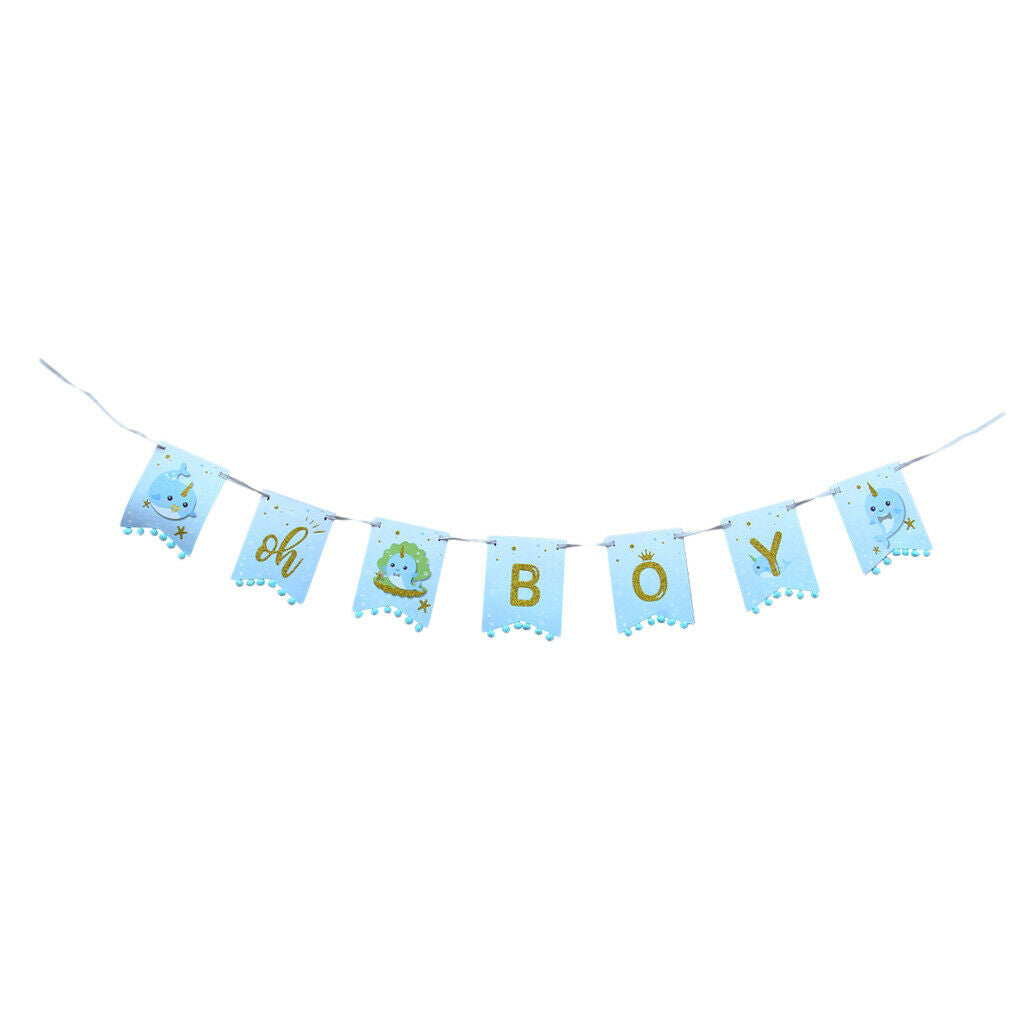 Shark Series Paper Banner Birthday Bunting Children Garland Hanging Decor