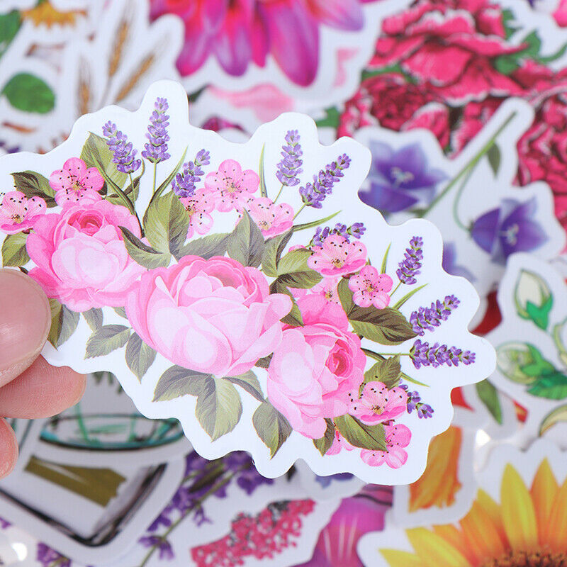 50XBeautiful Colorful Flowers Blooms Stickers for Skateboard Bicycle Suit.l8