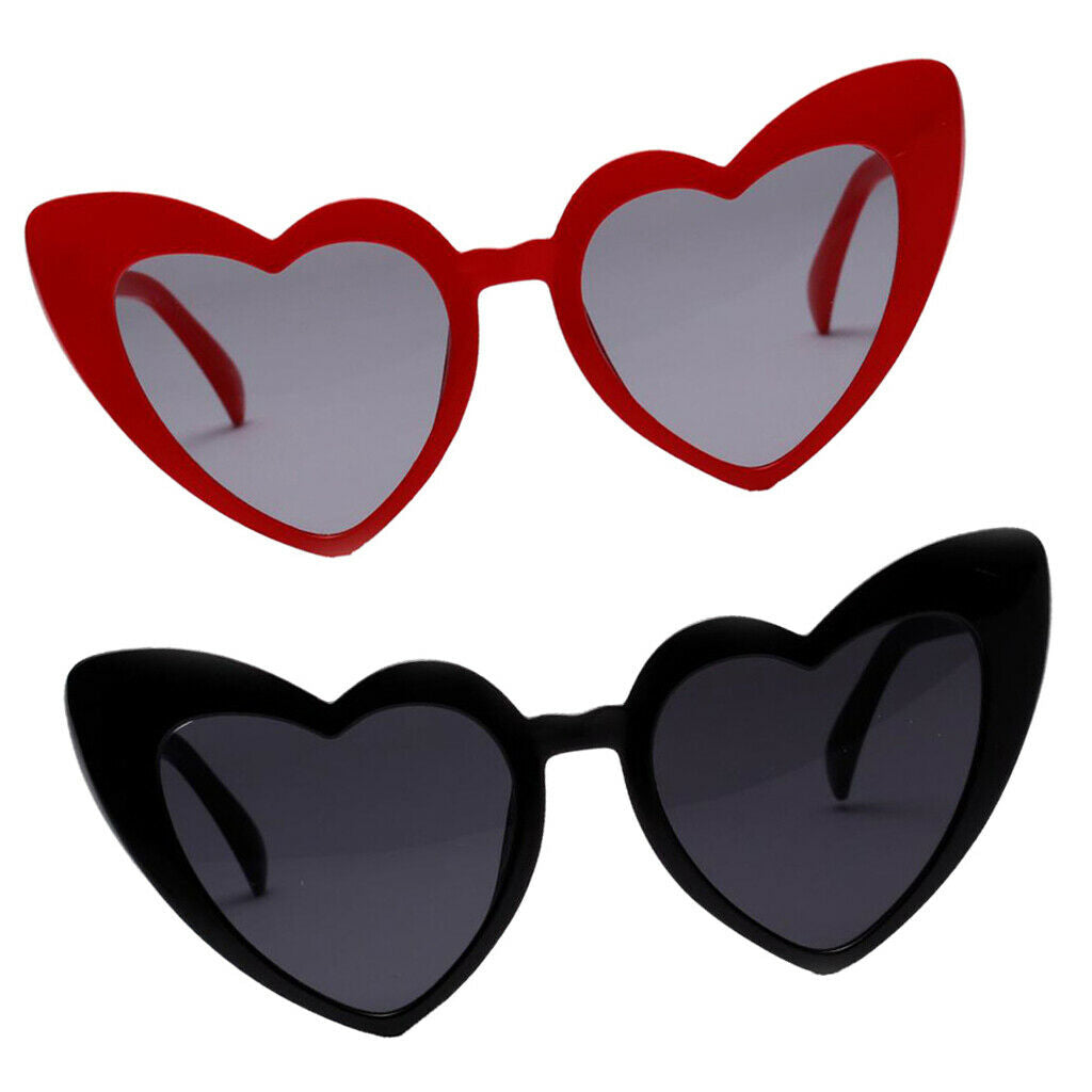 2pcs Women's Heart Shaped Sunglasses Summer Sun Glasses Rave Party Eyewear