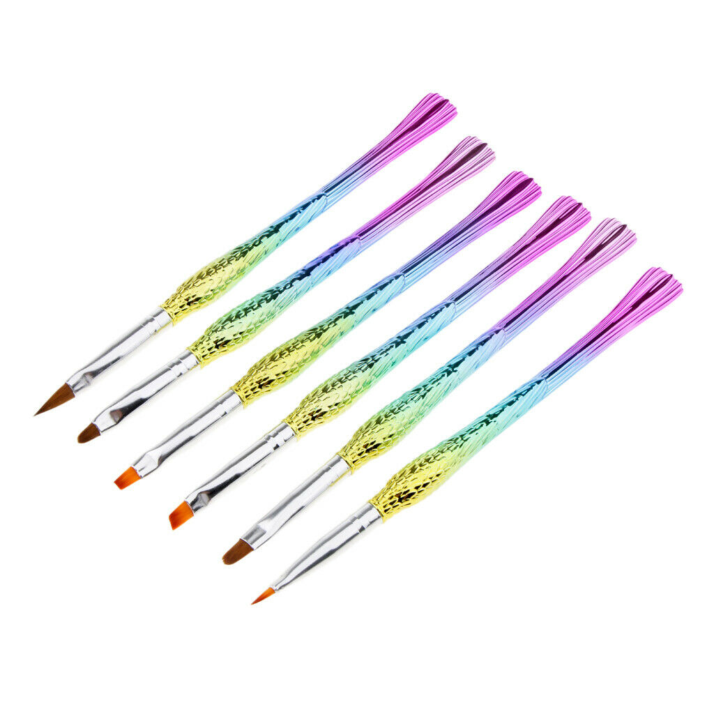6 Piece Mermaid Tail UV Gel Polish Nail Art Drawing Painting Pen Brushes Set