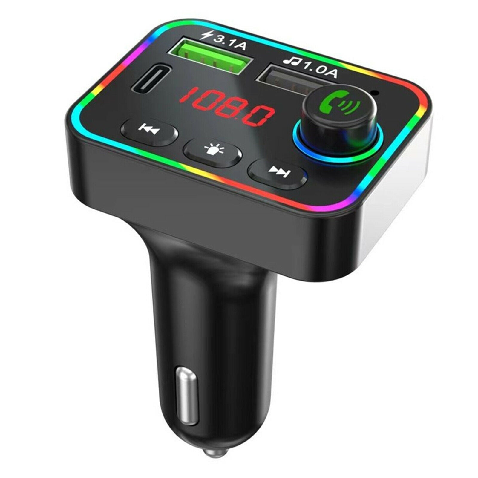 Quick 3.1 Fast Car Charger FM Transmitter Cigarette Lighter Voltage Display