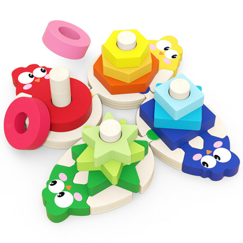 Baby Montessori Geometric Stacker Building Toddler Learning Educational Toys