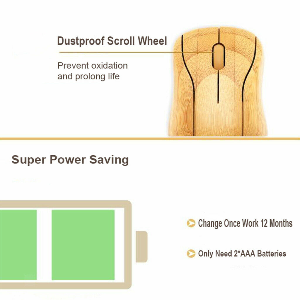 Natural Bamboo Wireless Optical Mouse