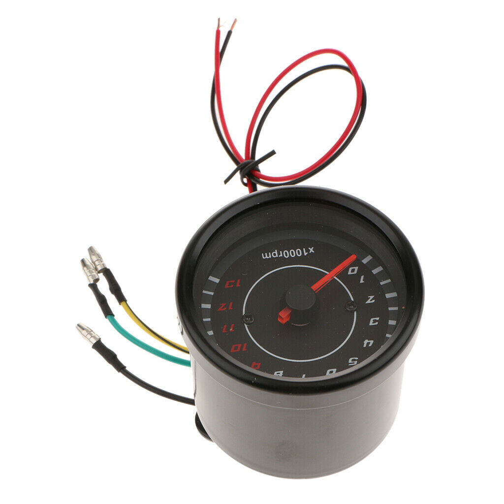 LED Backlight Motorcycle Waterproof Tachometer RPM Gauge 0-13000 RPM