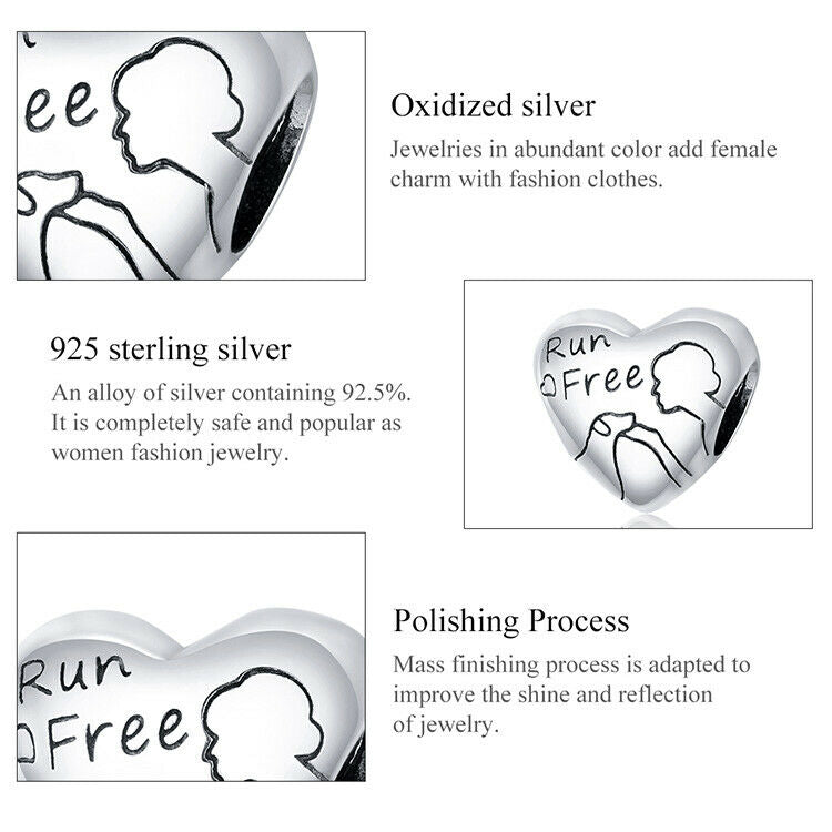 Fashion Women Authentic S925 Sterling SilverLove with Pet Charms Fit Bracelets