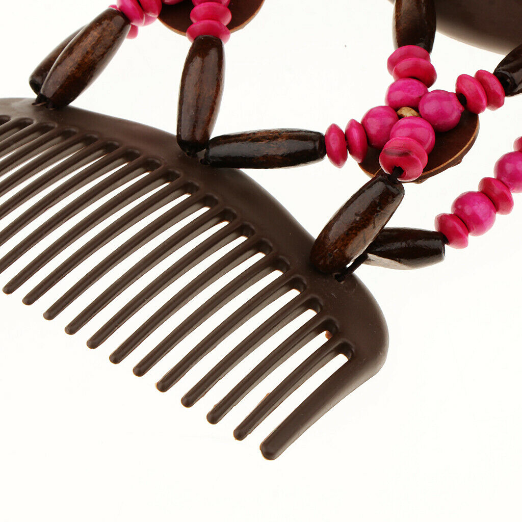 5pack Ladies Magic Wooden Beads Double Slide Hair Combs Clips Hair Accessory