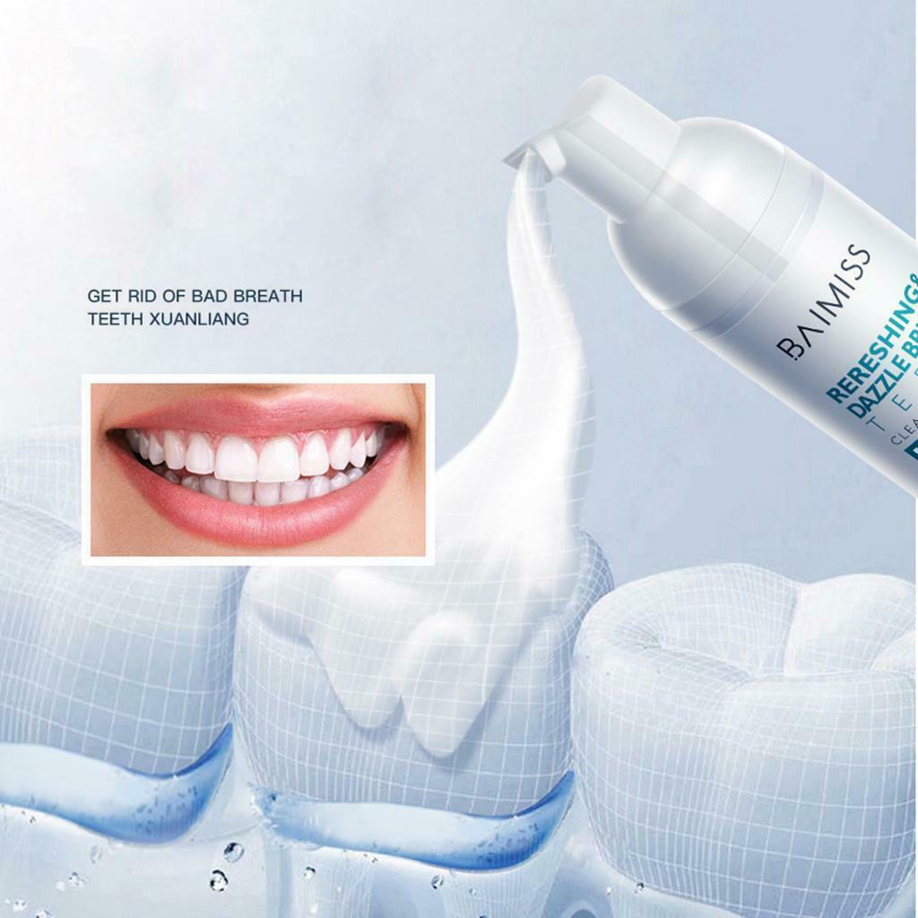 60ML Tooth Cleaning Mousse Foam Liquid Toothpaste Oral Stains Bad Breath Remover
