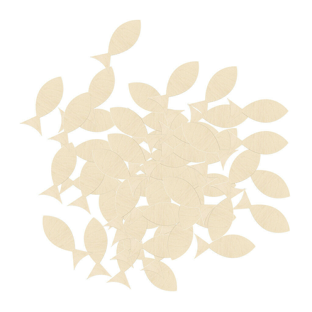 Bulk Unfinished Wooden Fish Cutouts (Size: 1.57'', Pack of 50)  for Craft