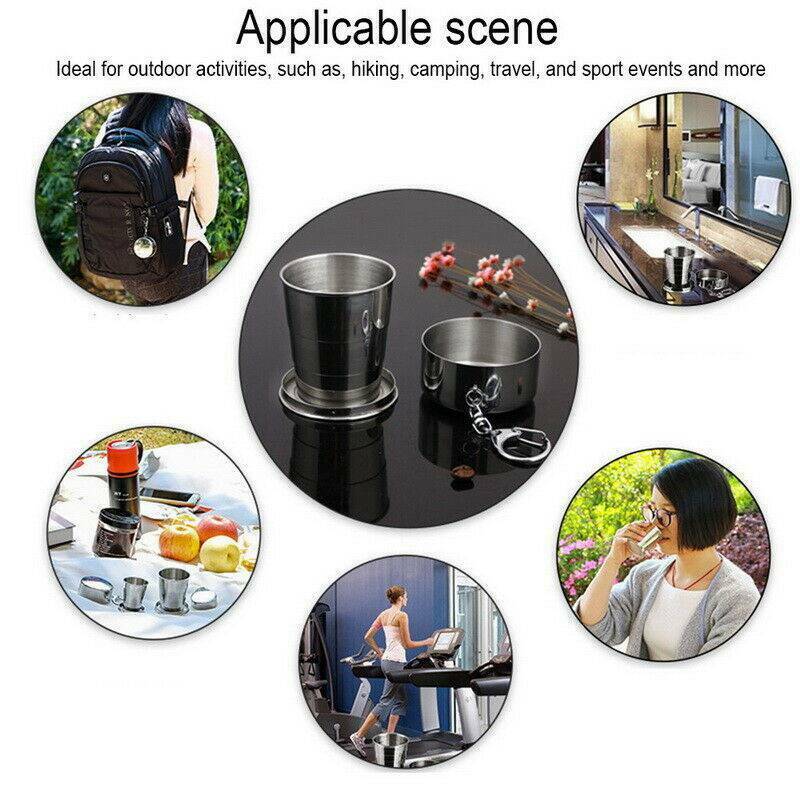 75ML Mini Mug Collapsible Cup Folding Stainless Steel Camping Telescopic