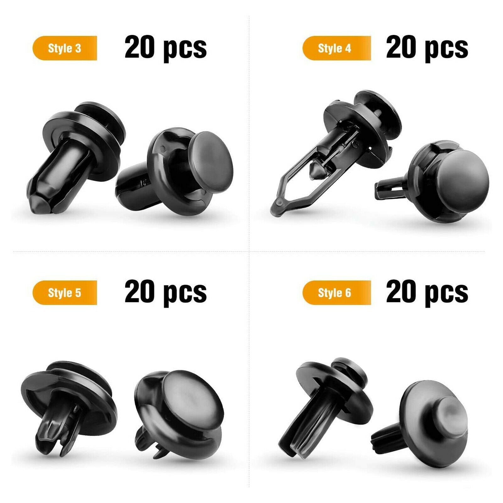 120 Pieces 6.3mm 8mm 9mm 10mm Fastener Bumper Push Rivet Clips Clips Kit