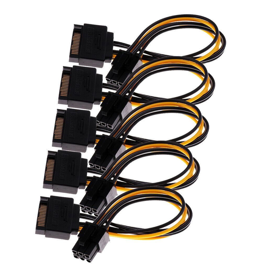 5Pcs Sata Cpnverter Cable Sata 15Pin Power to 6Pin Graphics Video Card Cable