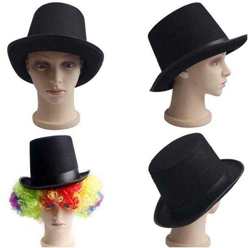 Men Women Retro Magician Black Jazz Cap Halloween Felt Top Hat DIY Steampunk