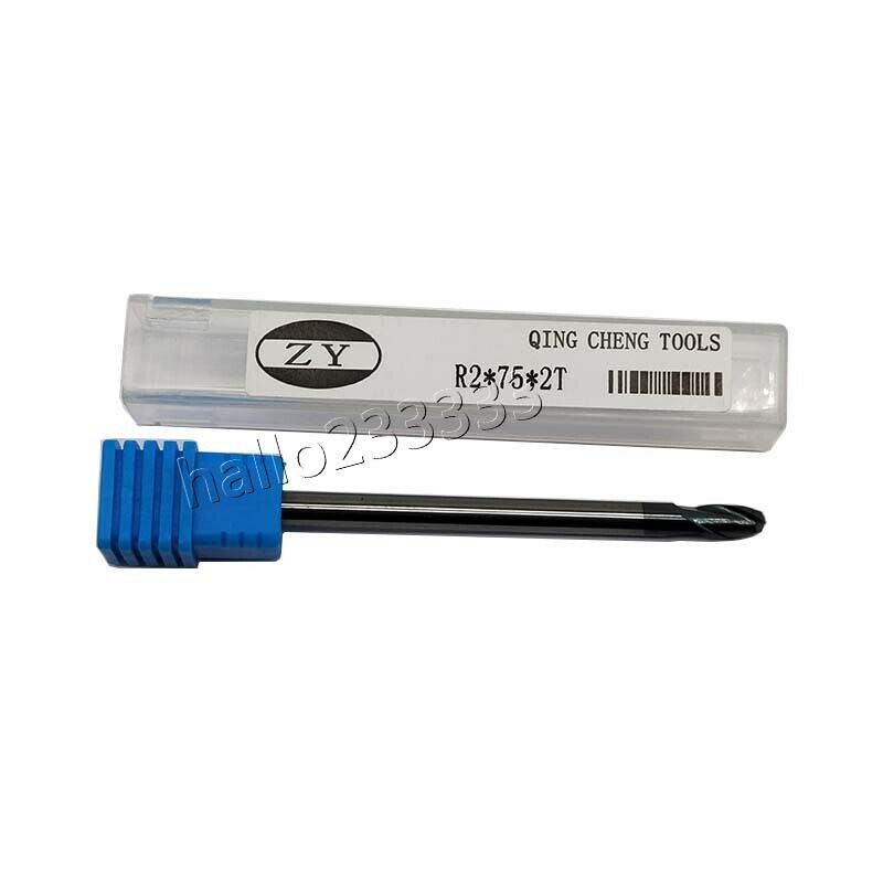 R2×75×2Flute 2mm shank 2 Flute Ball nose carbide End Mill Cutter CNC HRC45°
