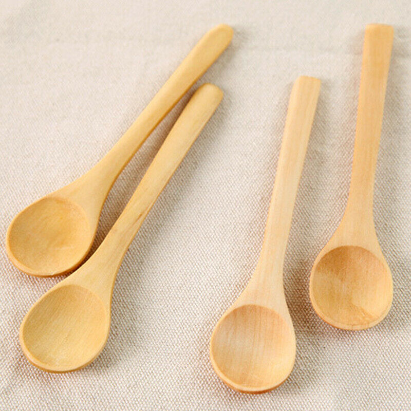 5pcs/lot 13*3cm Wooden Spoon Dessert Coffee Honey Wood Soup Spoon Kitchen.l8