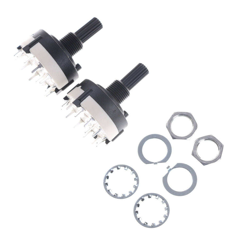 2x 1 Pole 12 Position Panel PCB Wiring Rotary Switch 18 Teeth Shaft Adjust.l8