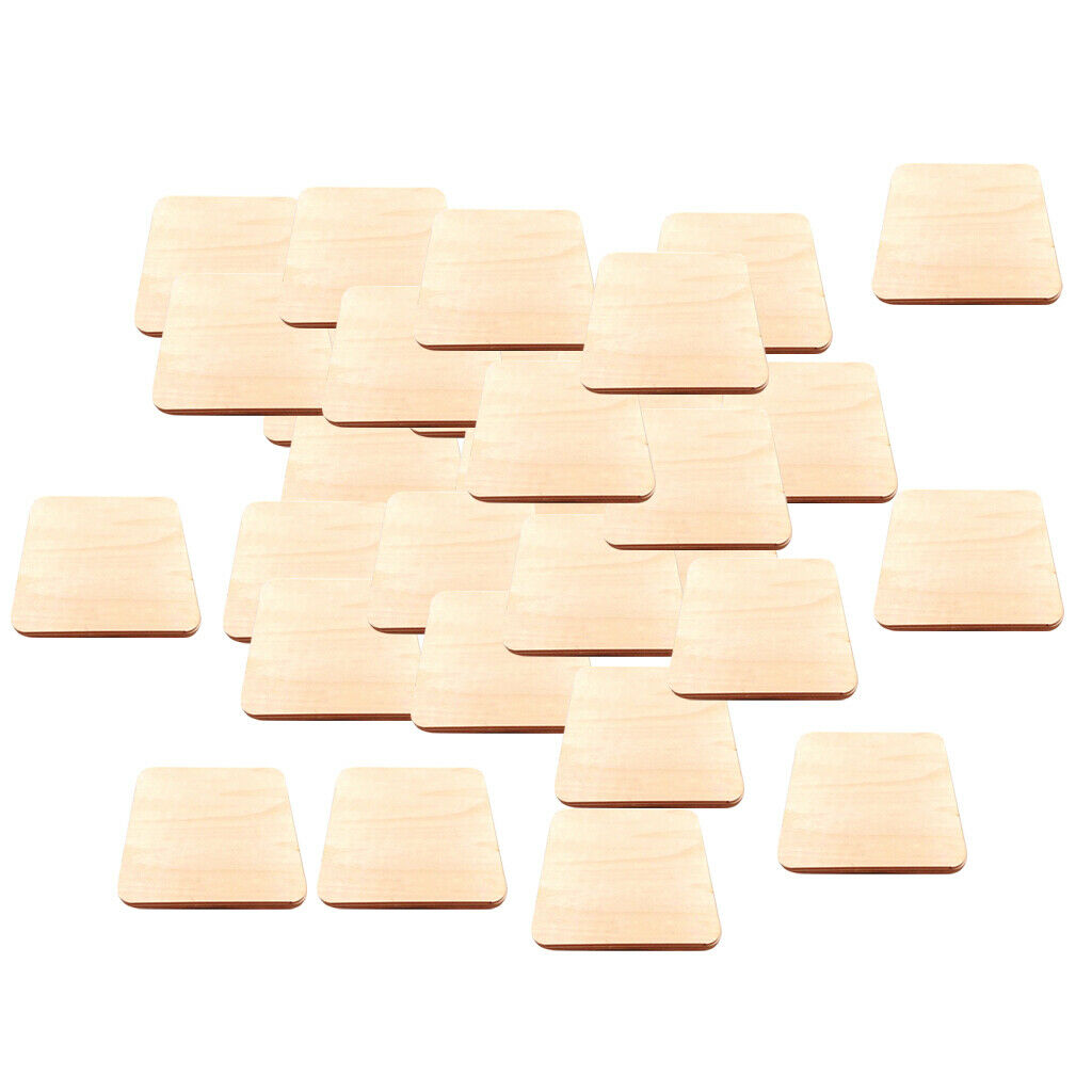 50 Pack Square Unfinished Log Wooden Pieces DIY Wooden Crafts DIY 1.6inch