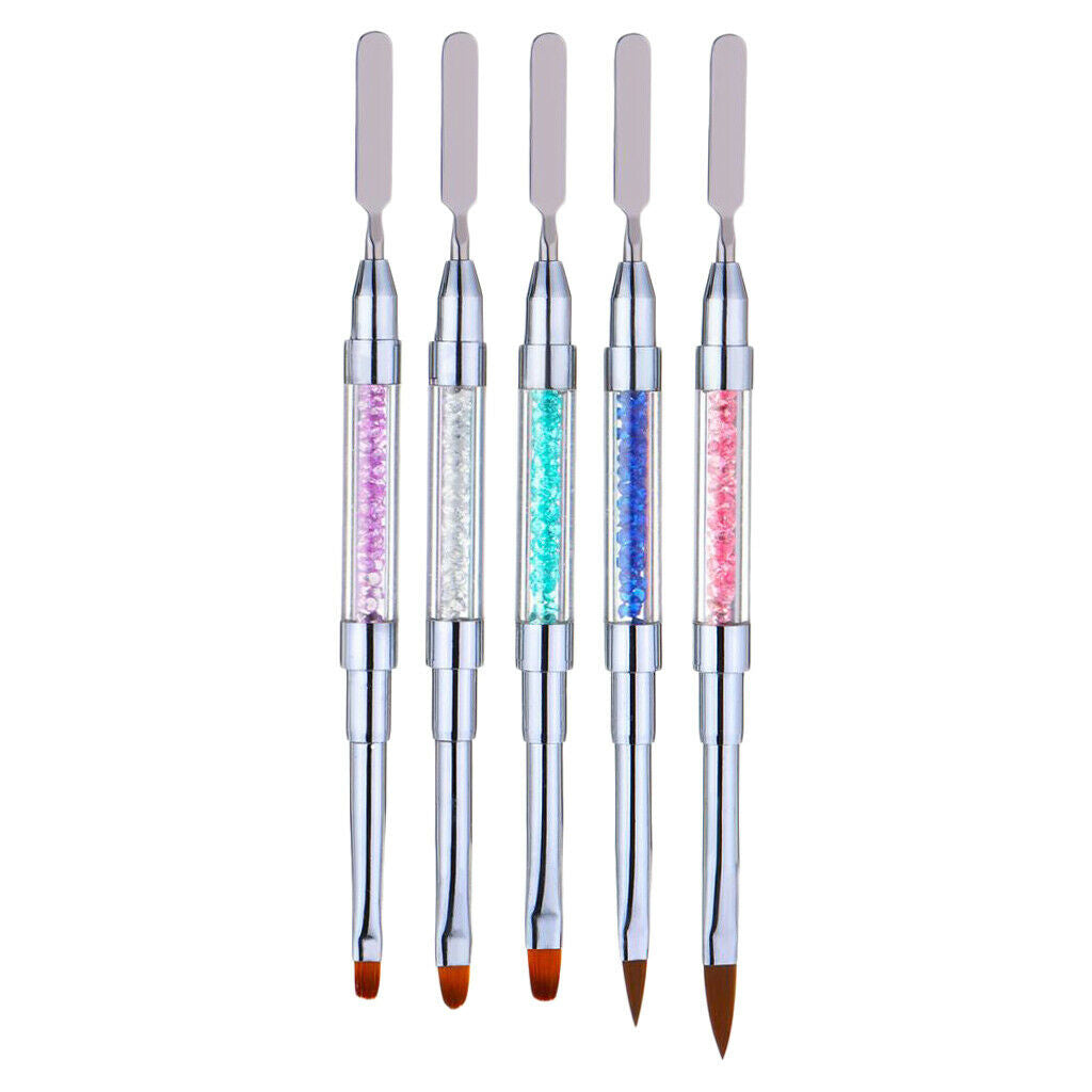 Nail Brush Dual-Ended Poly Acrylic UV Gel Extension Builder 5pcs