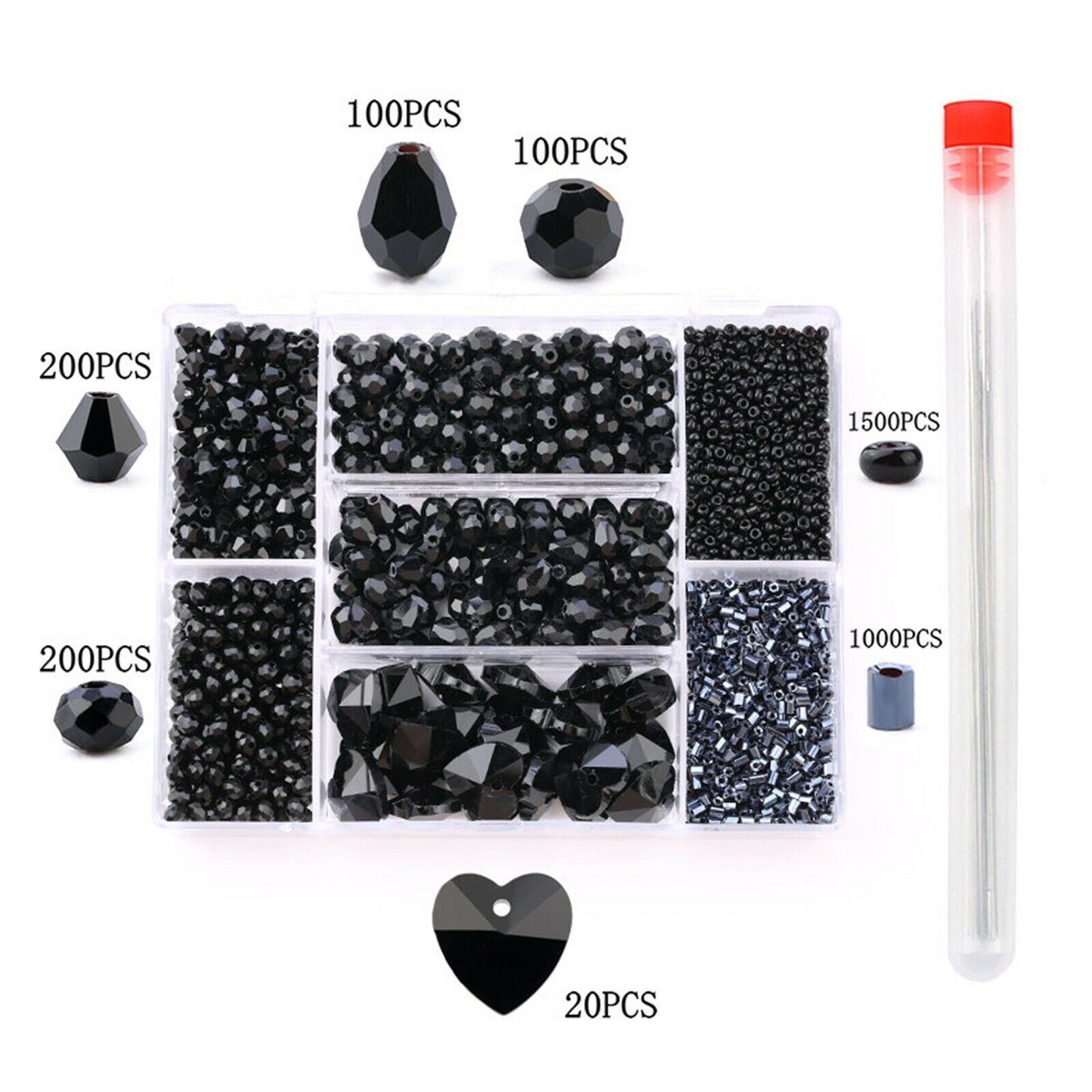 Crystal Spacer Beads Gemstones Jewelry Making Necklace Bracelet Black