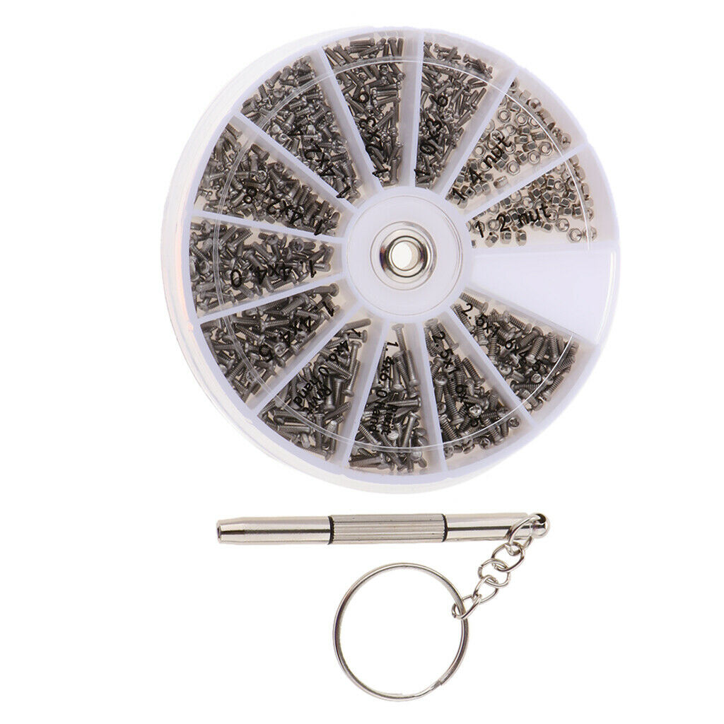 600x Eyeglass Screws Nuts Kit with Micro Screwdriver Watches Repair Tool Kit