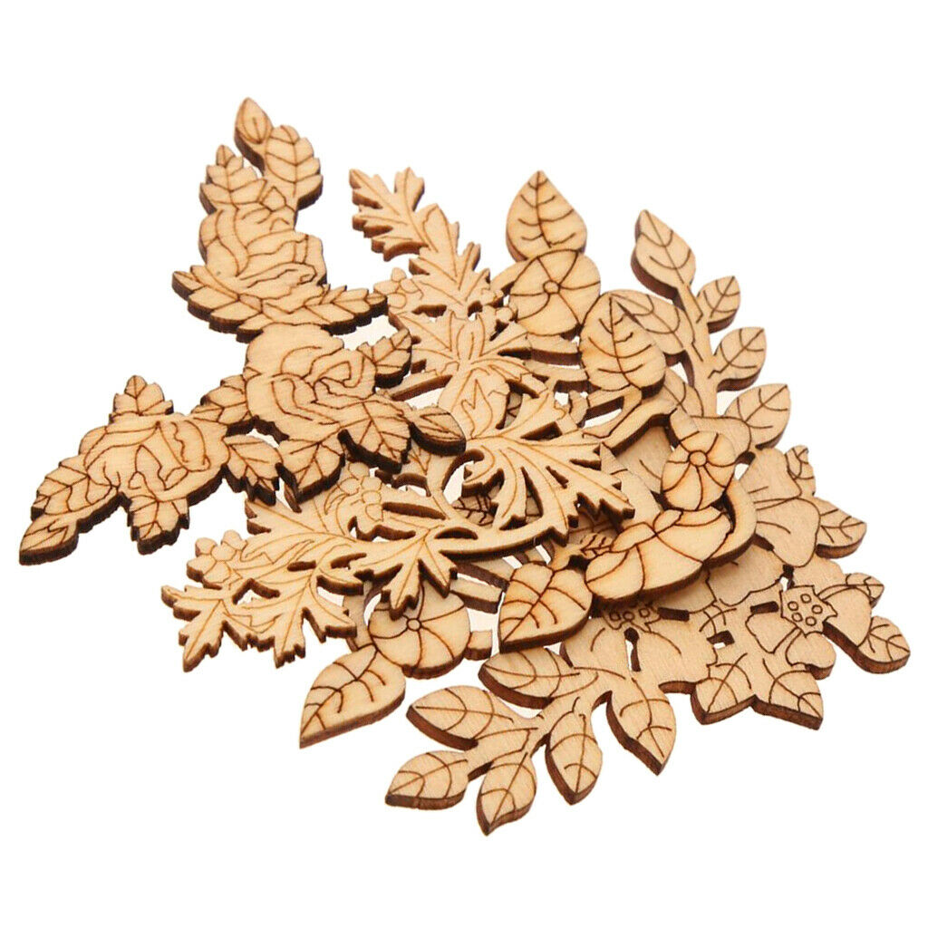 16x Unpainted Flowers Wooden Carved Corner Door Rose Decorative Onlay Applique