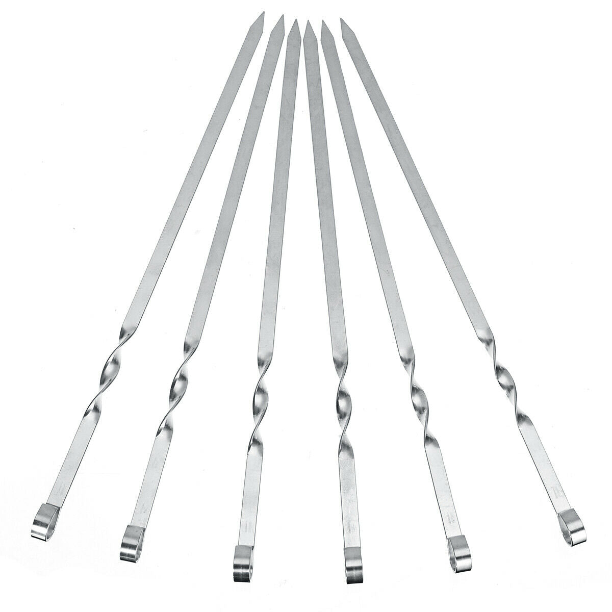 6PCS/SET Stainless Steel Wire BBQ Skewers Wood Handle Grill Roasting Stick