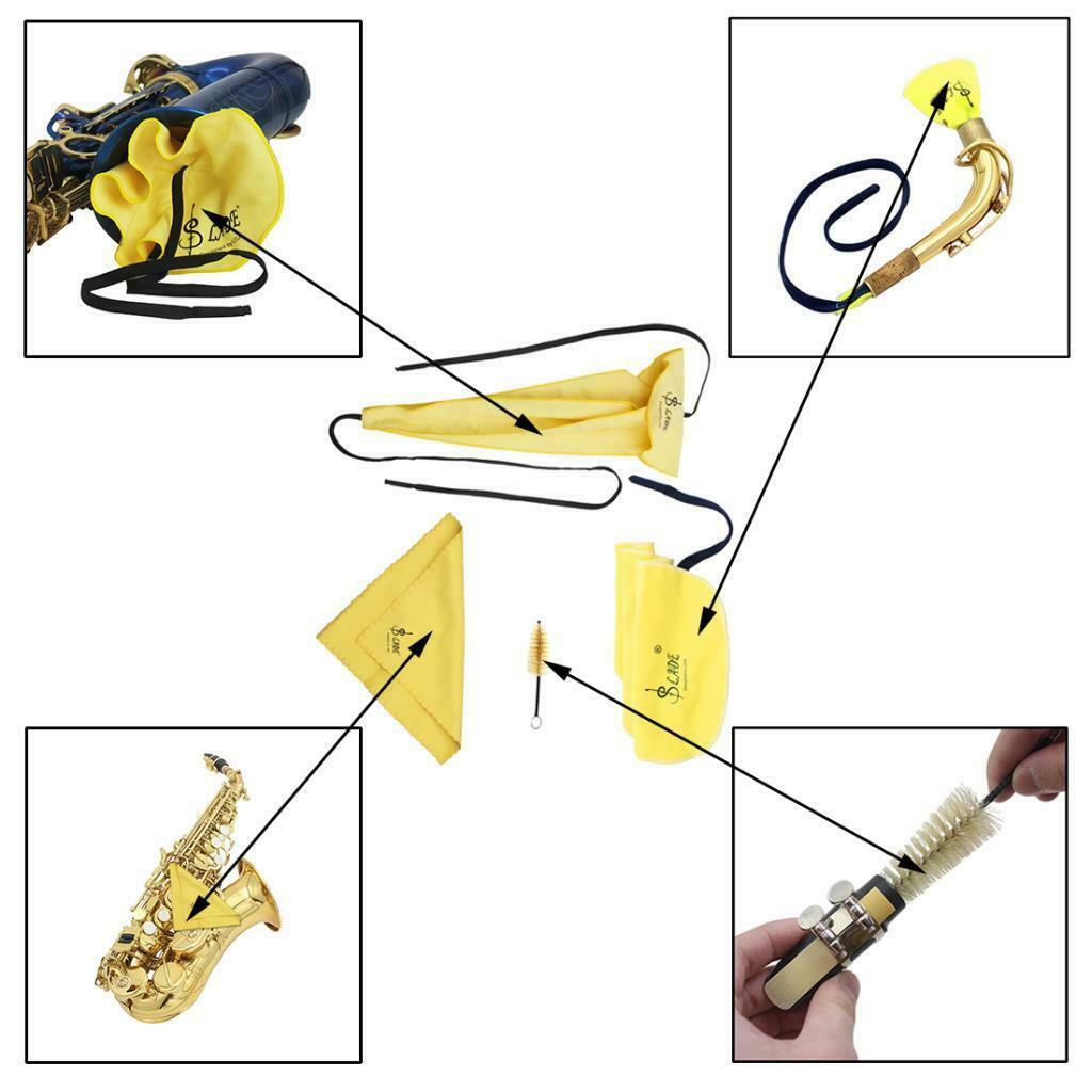 4 Pack Saxophone Cleaning Kit Tube Clean Cloth Mouthpiece Brush Screwdriver