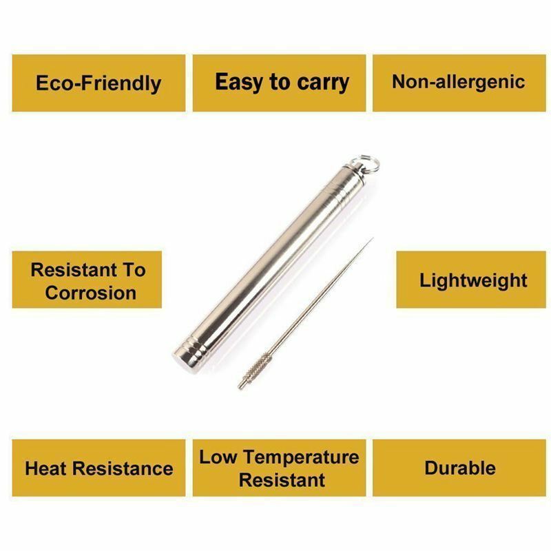 Outdoor Portable Titanium Alloy Toothpicks Storage + Reusable [Non-toxic] T F4O3