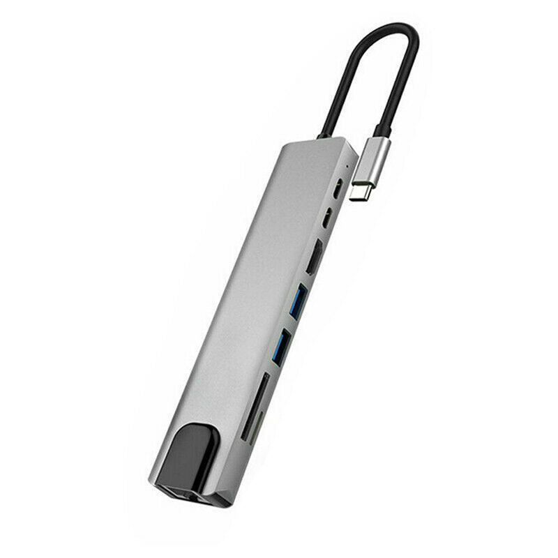For MacBook Pro Air 8 in 1 Multiport USB-C HUB 4K HDMI USB 3.0 Aux Adapter Cable