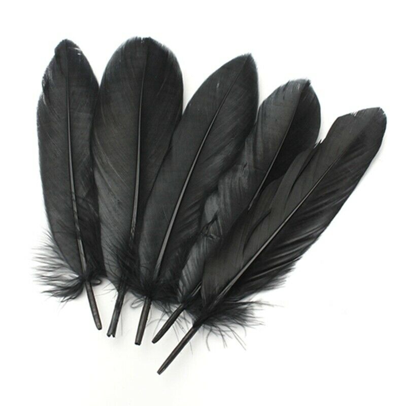 High Quality Beautiful Large Goose Feathers 6-8 inches /15cm to 20cm Black 50pcs