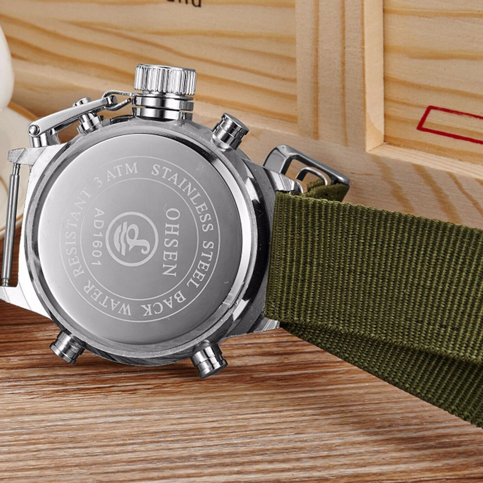Digital Quartz Nylon Canvas Sport Men Military Army Green Analog Wrist Watch