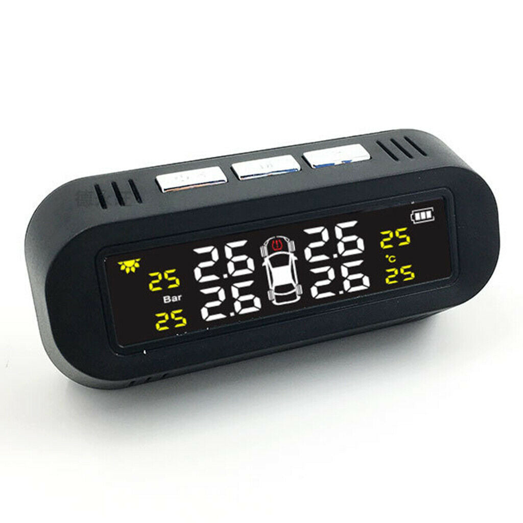 4 Solar Sensors Wireless TPMS Car Tire Tyre Pressure Monitoring System Detection