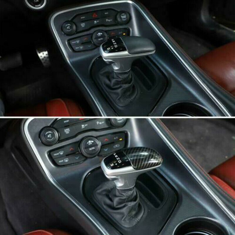 Black Carbon Fiber Gear Shift Cover Trim For Dodge Challenger Charger 2015-2020