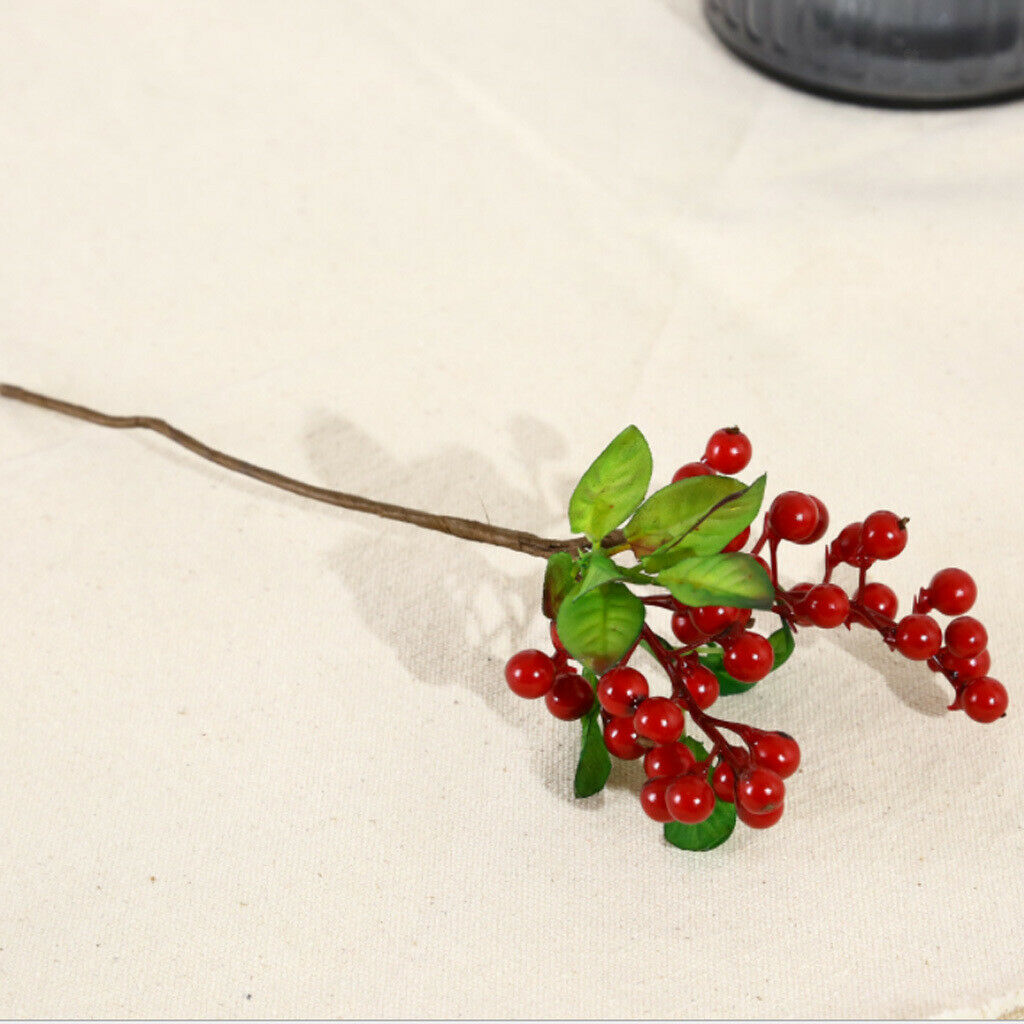 4pcs Artificial Foliage Plants Flower Fruits Blueberries Branches Wedding