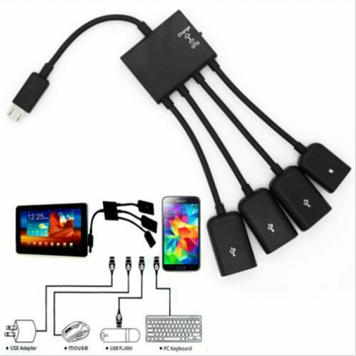 Micro USB Data Power Charging OTG Hub Cable For Android Tablet Phone  OTG Hub