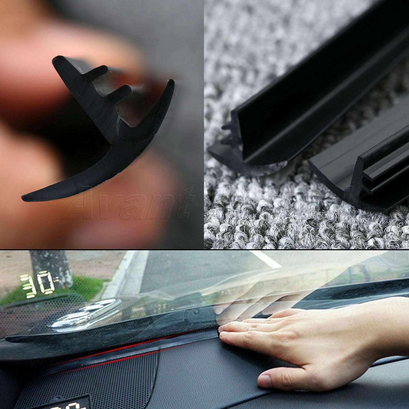 1.6m Car Windshield Dashboard Sealing Strip Soundproof Antidust Seal Trim Rubber