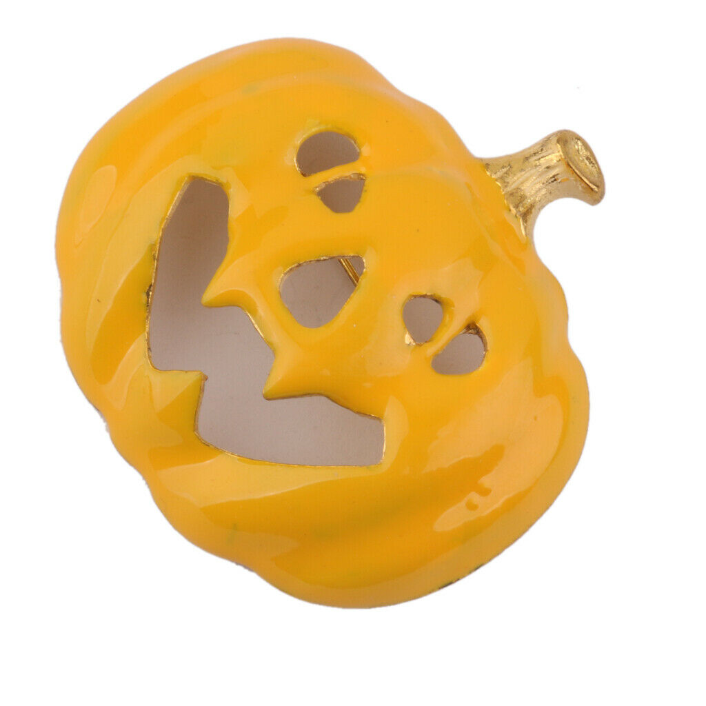 Angry Face Pumpkin Brooch Pin Decor for Halloween Party Favor Gift Yellow