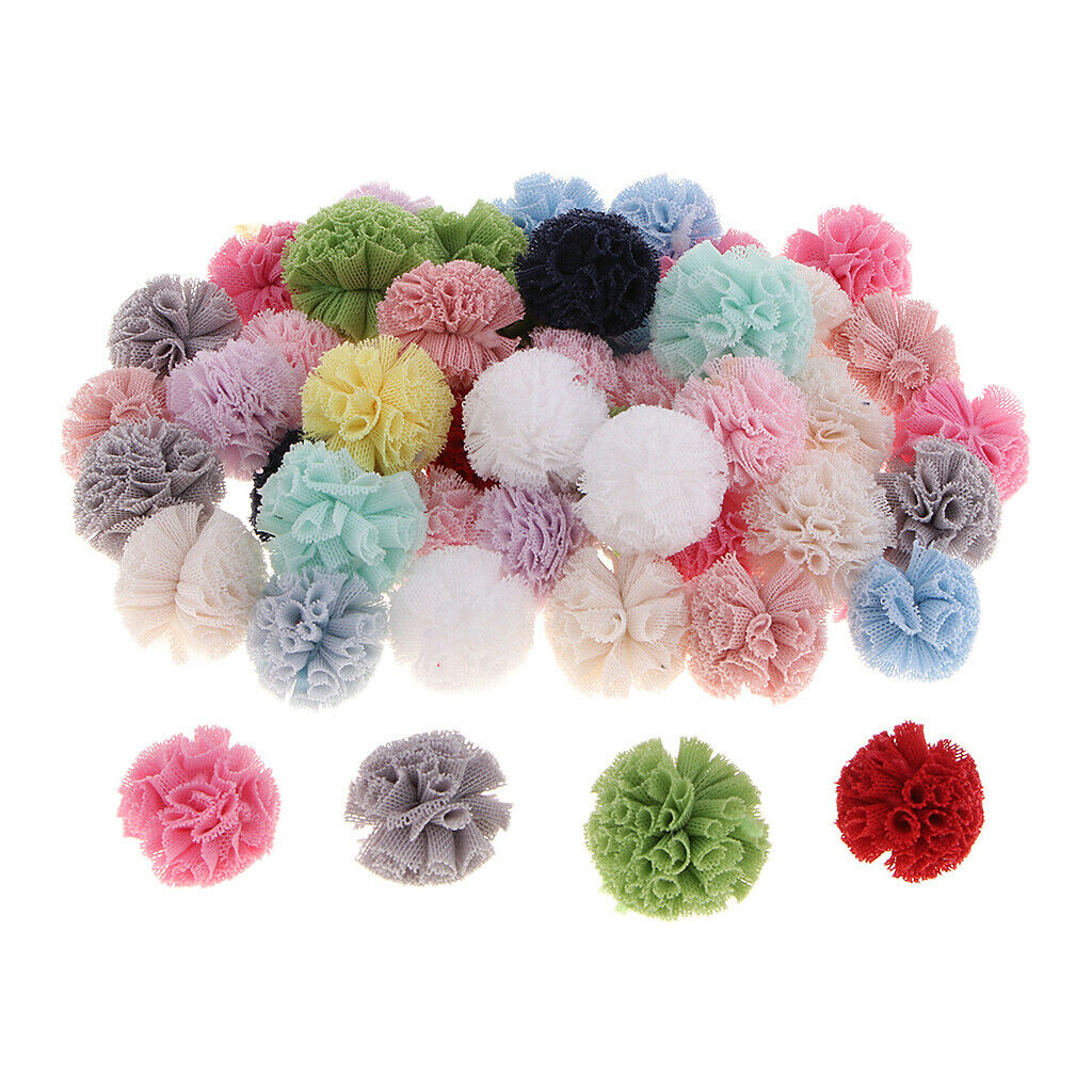 Packs of 50 Multi Color Tulle Pom Poms for Classroom Kindergarten Handmade