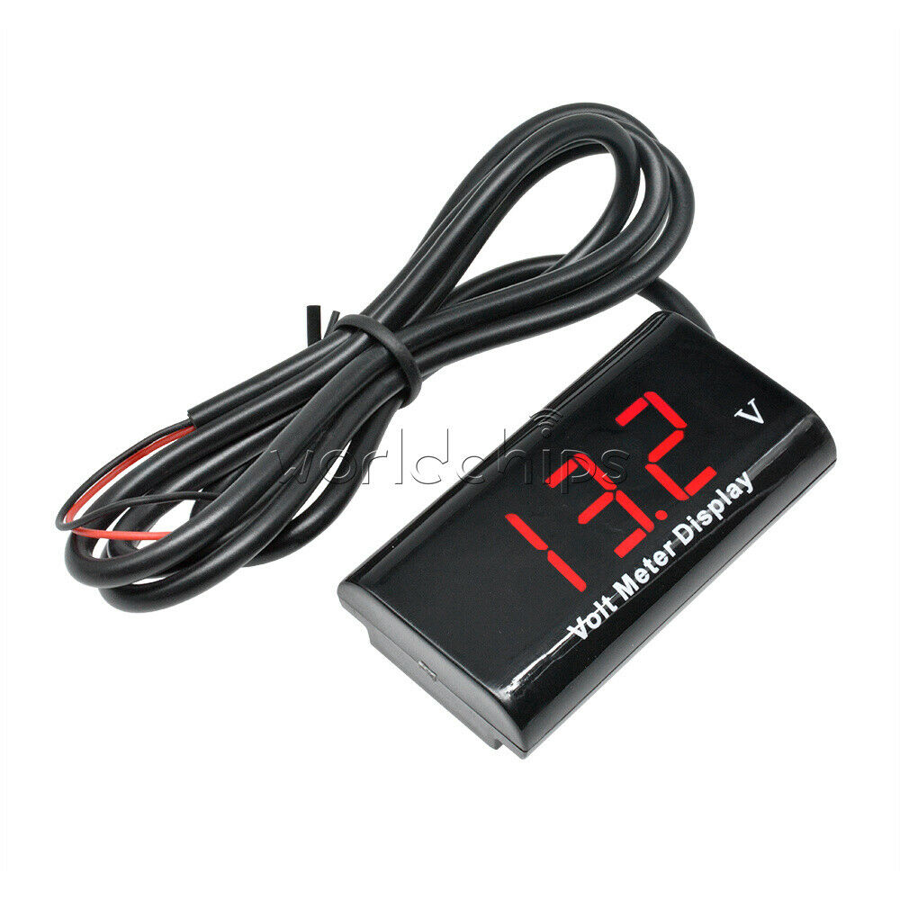Digital DC 8-18V 0.56 inch LED Tube 2 Wire IPX6 Waterproof Red Voltmeter For Car