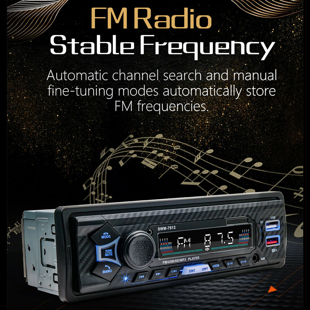 Car Radio Stereo Player 4 way RCA AUX Bluetooth 5.0 Music Audio Auto MP3 Player