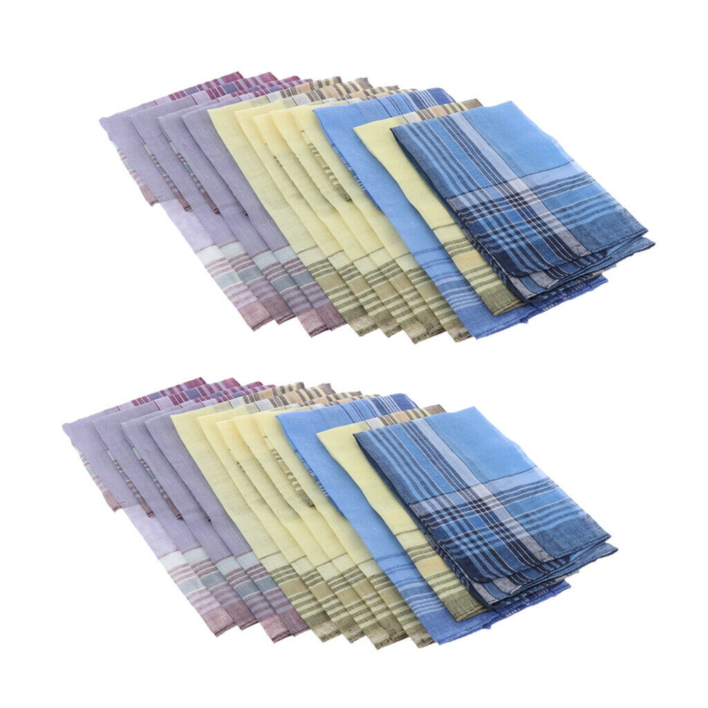 Cotton Plaid Men Handkerchief Rectangle Decorative Hanky 36*35cm Lot