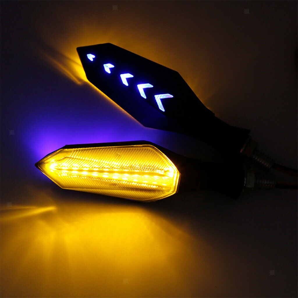 2x Motorcycle Flowing LED Turn Signal Indicator Blinker Light 12V Amber