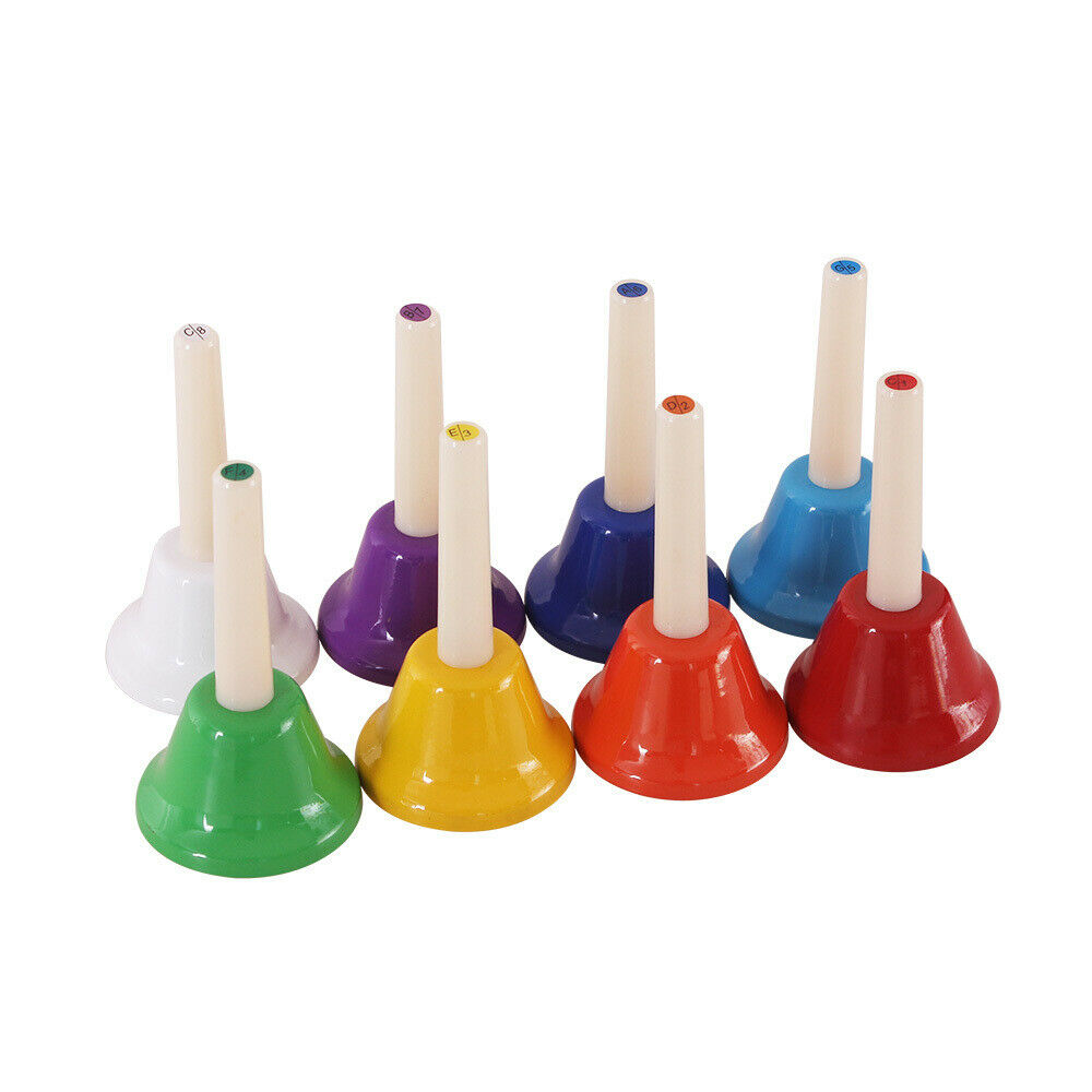 Set of 8pcs Diatonic Handbells Colorful Jingles Music Practice for Kids